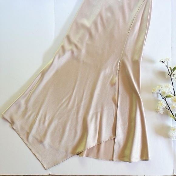 Alice + Olivia Harmony Asymmetrical Midi Dress in Sand - Picture 6 of 10